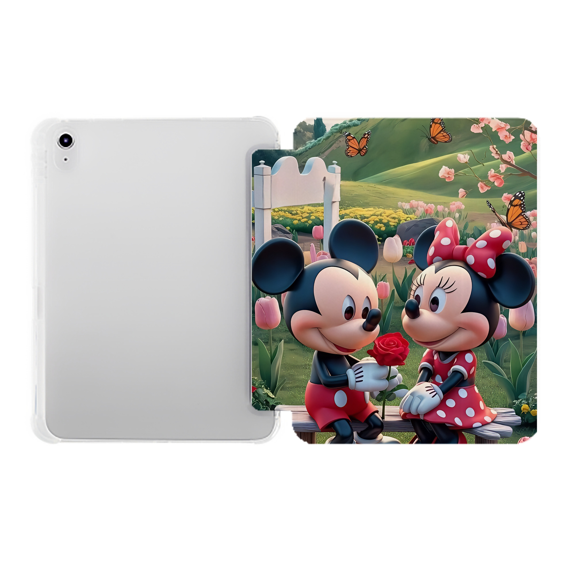 （画像用） ミッキーマウス Mickey Mouse IPad ケース ペン収納付き 三つ折りスタンド PUレザー×シリコン 対応機種9.5/10.5/10.9インチ